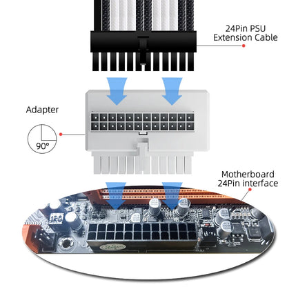 TEUCER ATX 24Pin Adapter 90 Degree ARGB Adapter for Desktop PC Motherboard DIY Computer Accessories